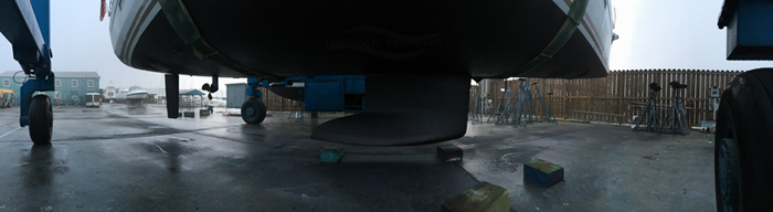 Panoramic of Completed Bottom Job on 2015 Jeanneau 469 at Seabrook Shipyard